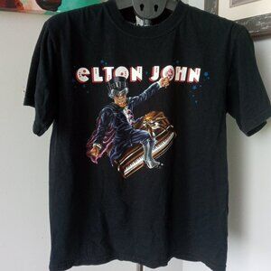 Vintage 2008  Elton John Piano Man  Canadian Tour  black T Shirt Size Medium